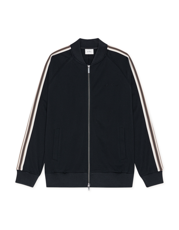 Les Deux Signature Rib Tape Track Jacket in Black | Buster McGee