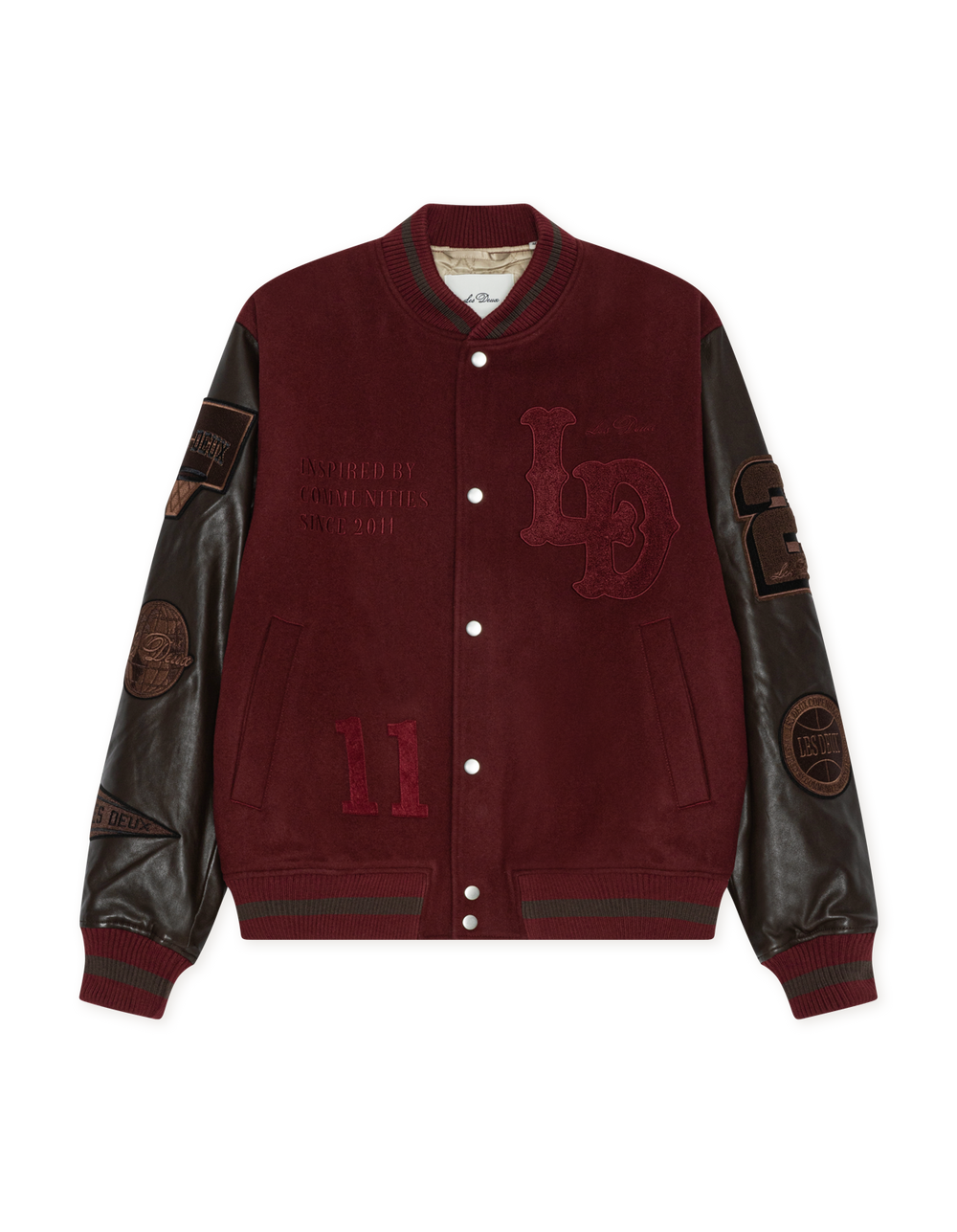 Les Deux Varsity Jacket in Chocolate Truffle Red | Buster McGee