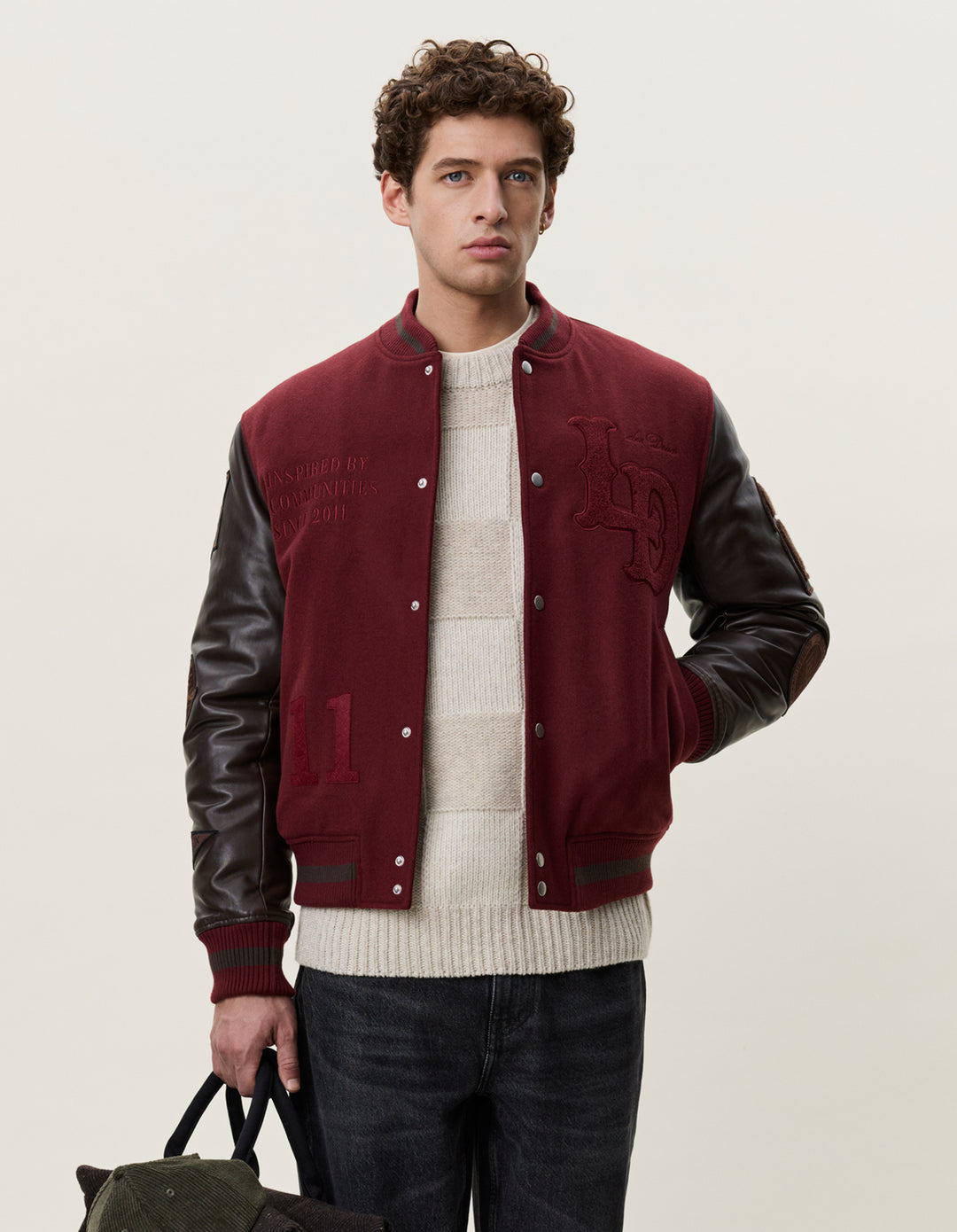 Les Deux Varsity Jacket in Chocolate Truffle Red | Buster McGee