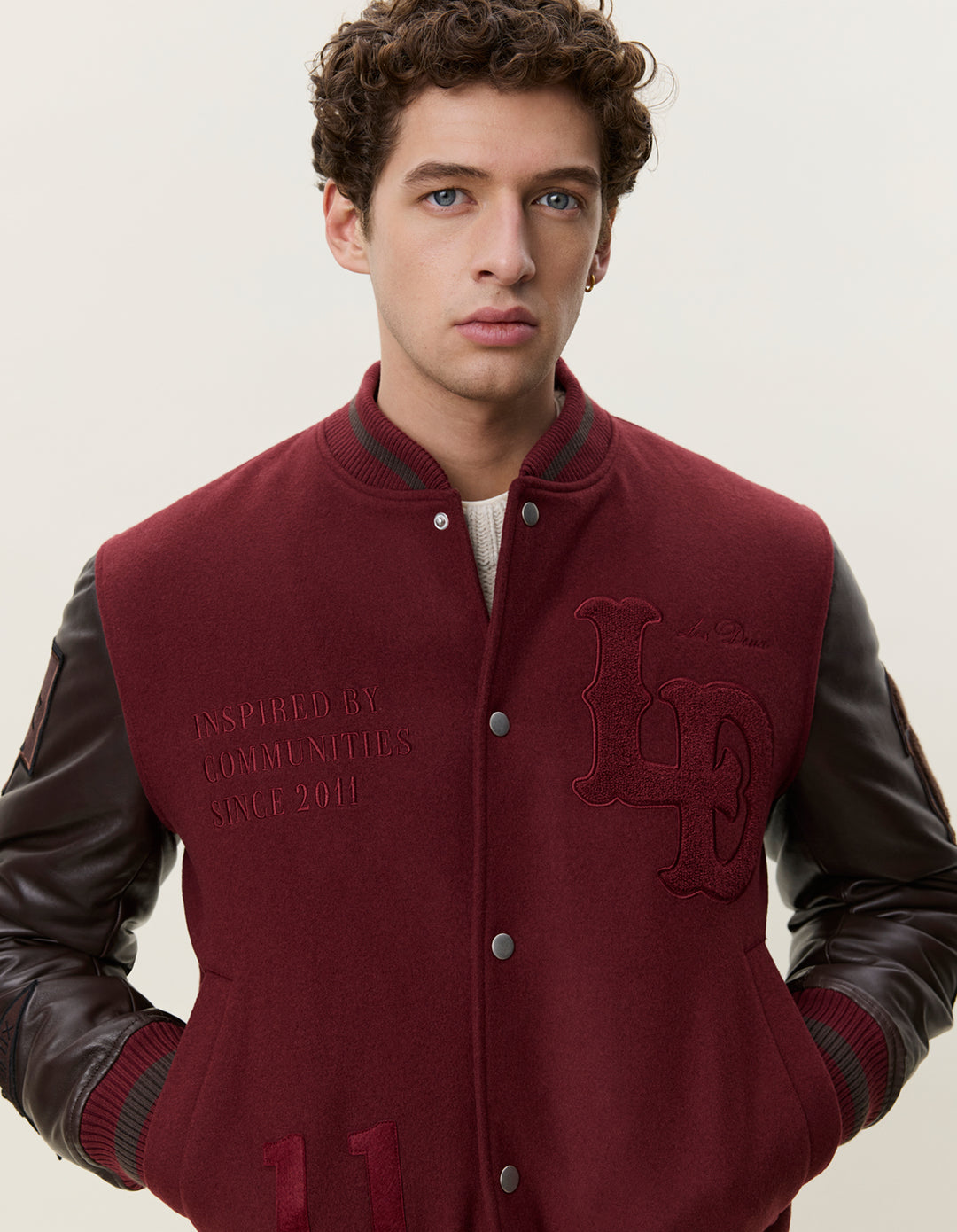 Les Deux Varsity Jacket in Chocolate Truffle Red | Buster McGee