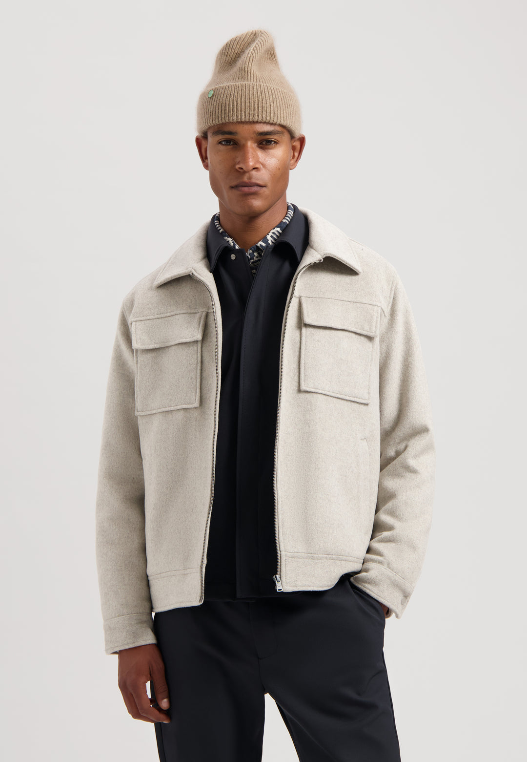 DSTREZZED Colton Wool Jacket in Silver Birch | Buster McGee