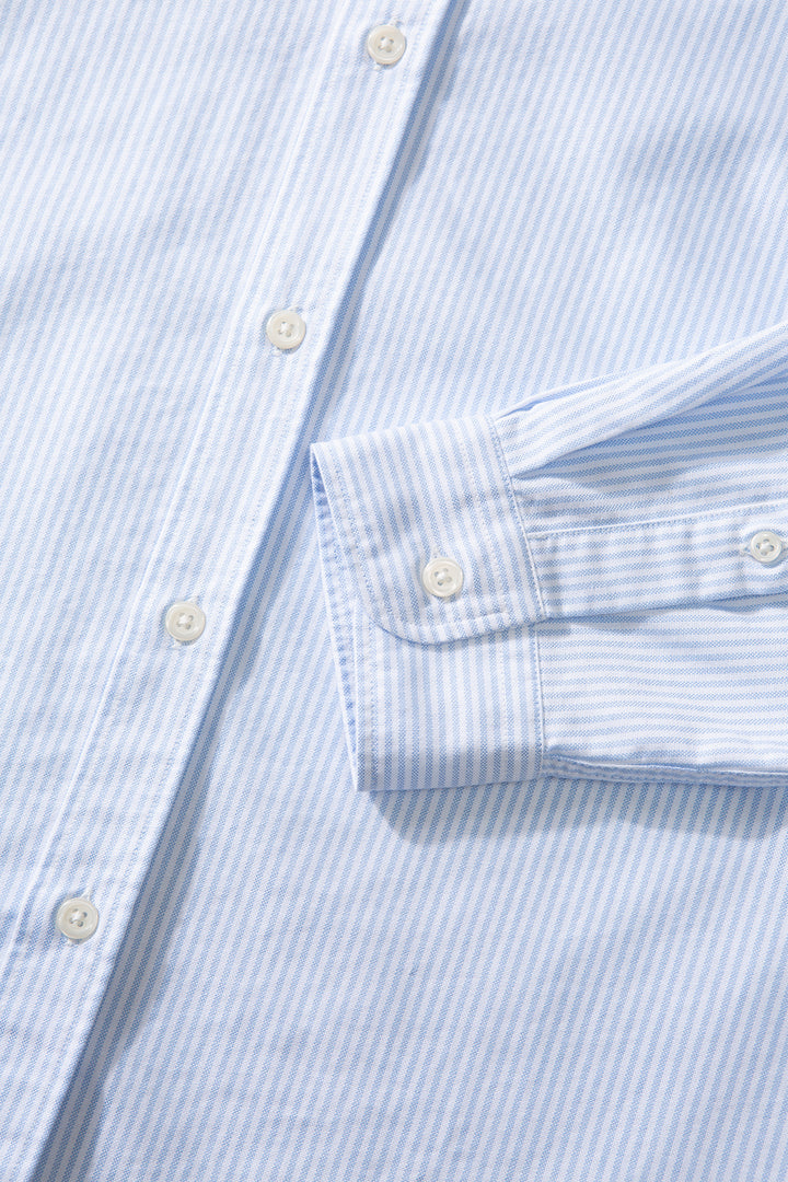 Edmmond Studios Duck Striped Shirt in Plain Light Blue | Buster McGee