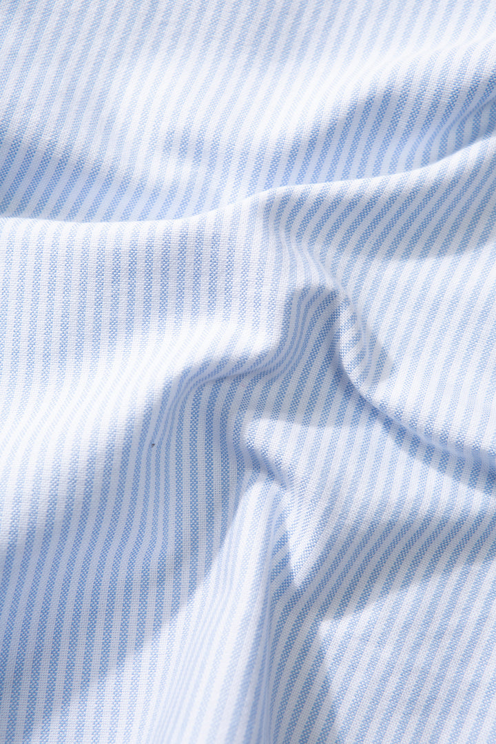 Edmmond Duck Striped Shirt in Plain Light Blue