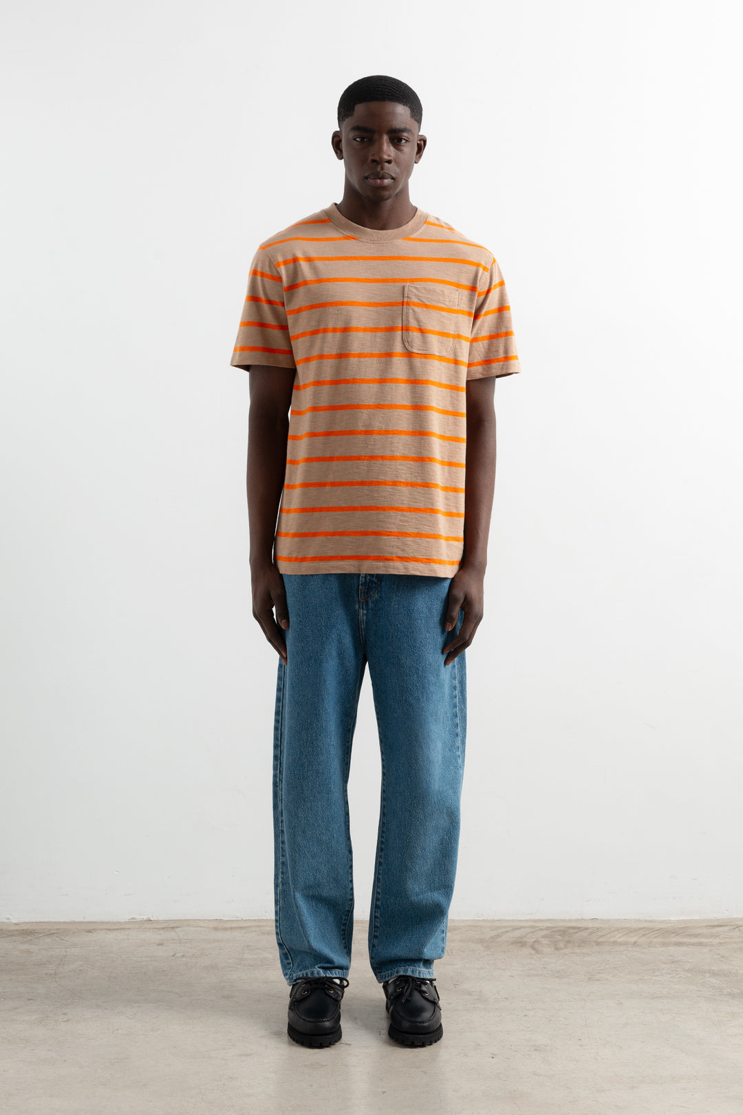 Edmmond Flame Stripes Tee in Plain Brown