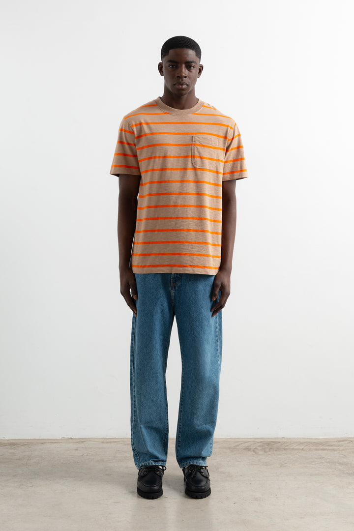 Edmmond Flame Stripes Tee in Plain Brown
