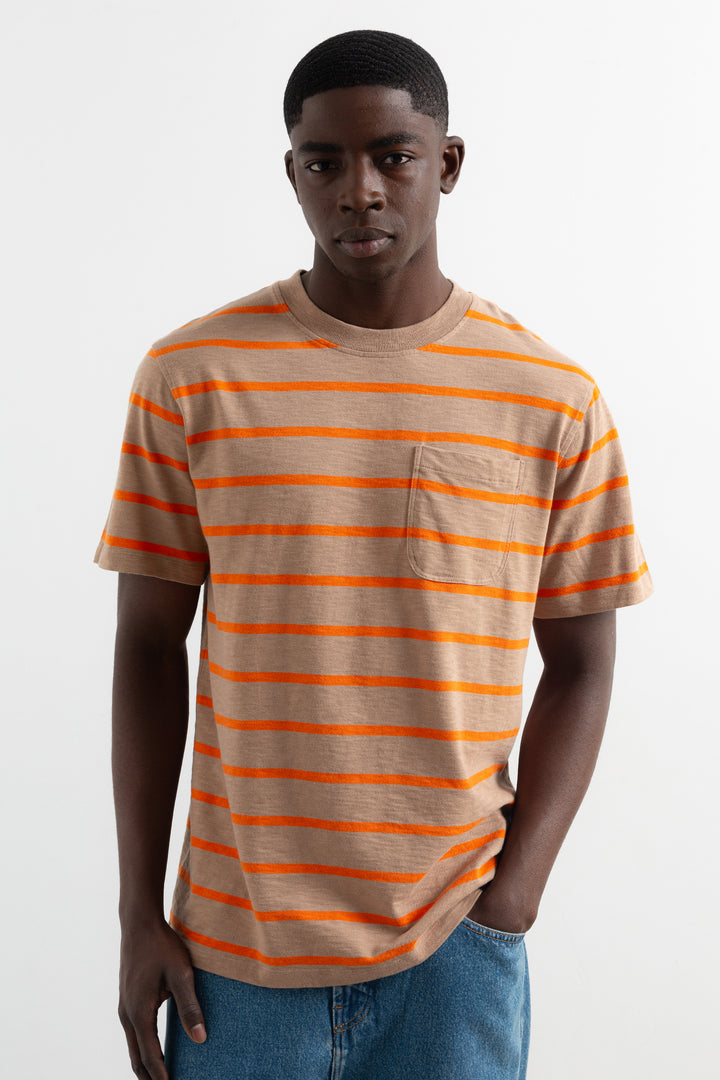 Edmmond Studios Flame Stripes Tee in Plain Brown | Buster McGee