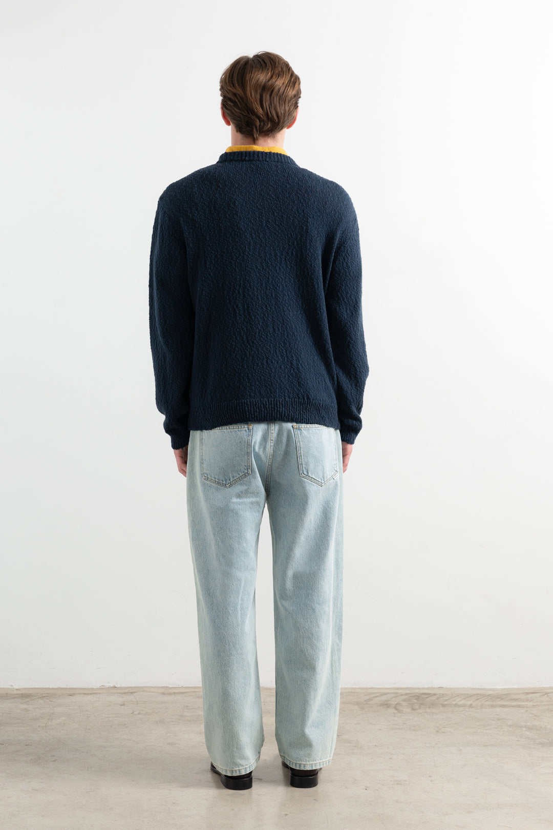 Edmmond Cork Sweater in Plain Dark Blue