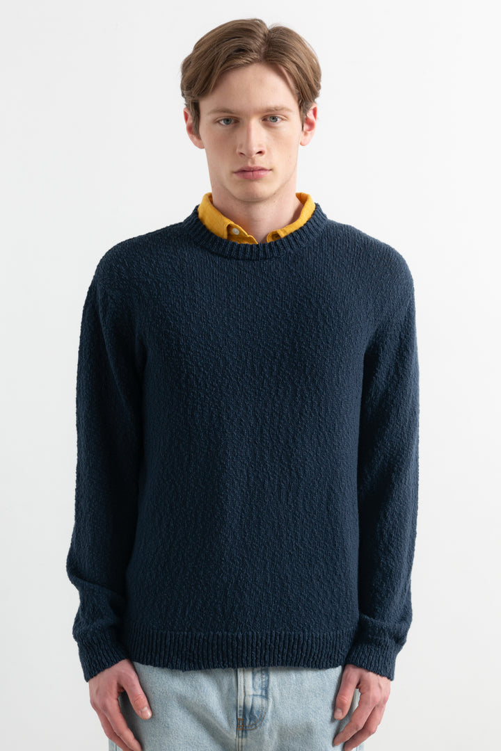 Edmmond Studios Cork Sweater in Plain Dark Blue | Buster McGee