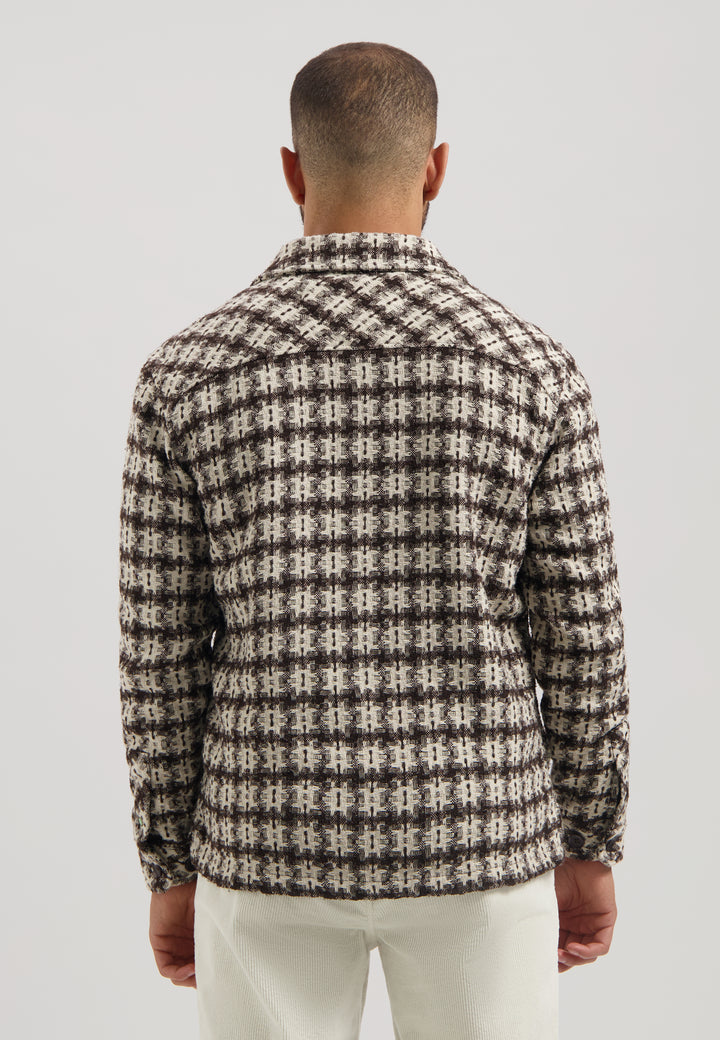 Dstrezzed Lino Twisted Check Overshirt in Dark Brown