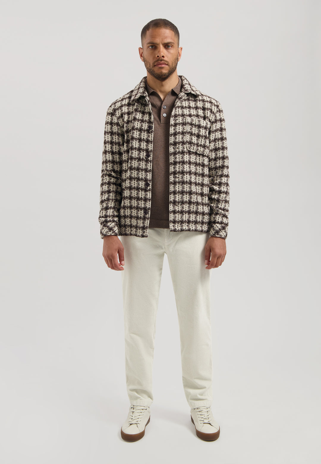 Dstrezzed Lino Twisted Check Overshirt in Dark Brown | Buster McGee