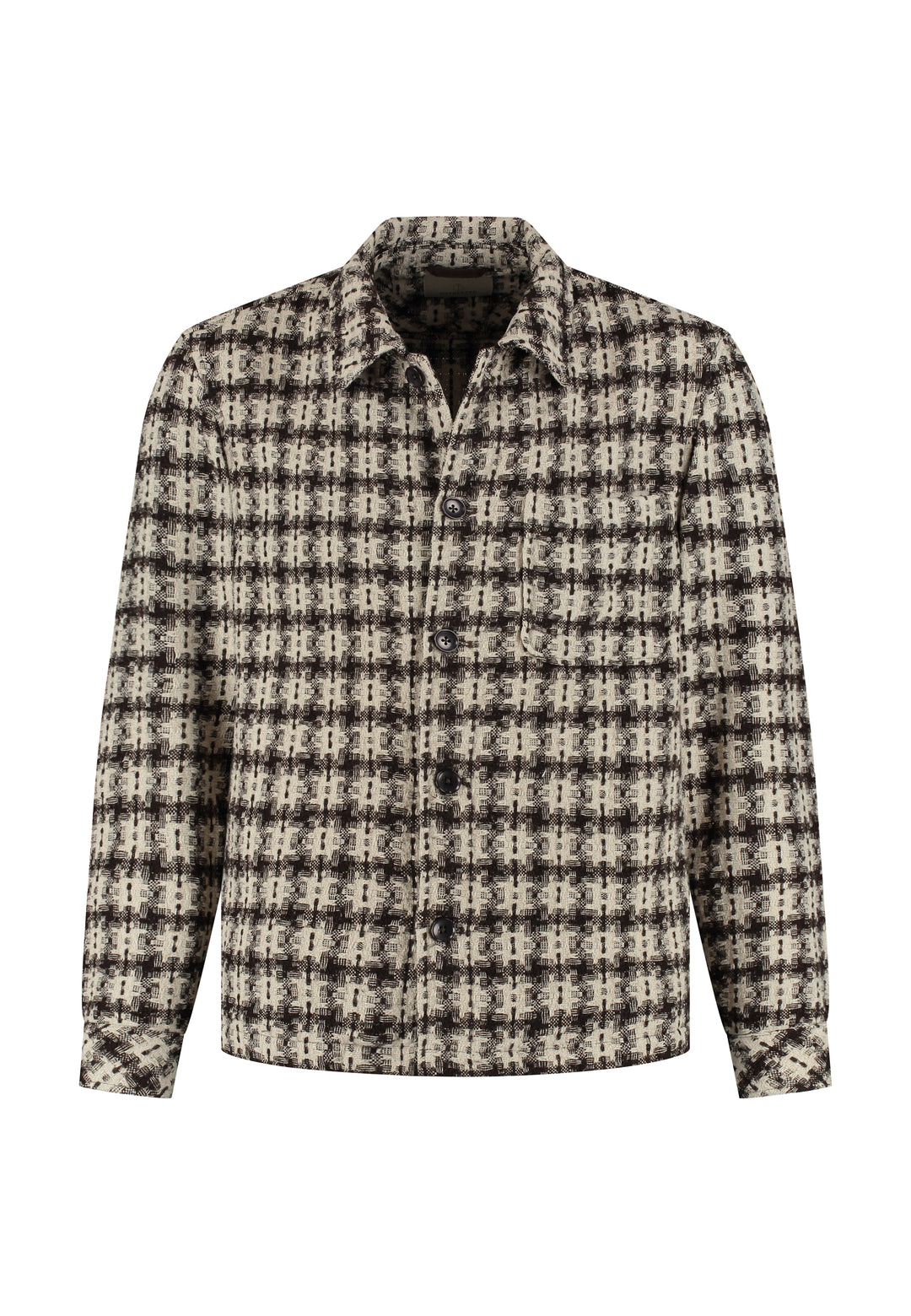Dstrezzed Lino Twisted Check Overshirt in Dark Brown | Buster McGee