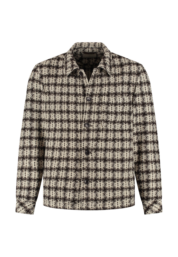 Dstrezzed Lino Twisted Check Overshirt in Dark Brown | Buster McGee