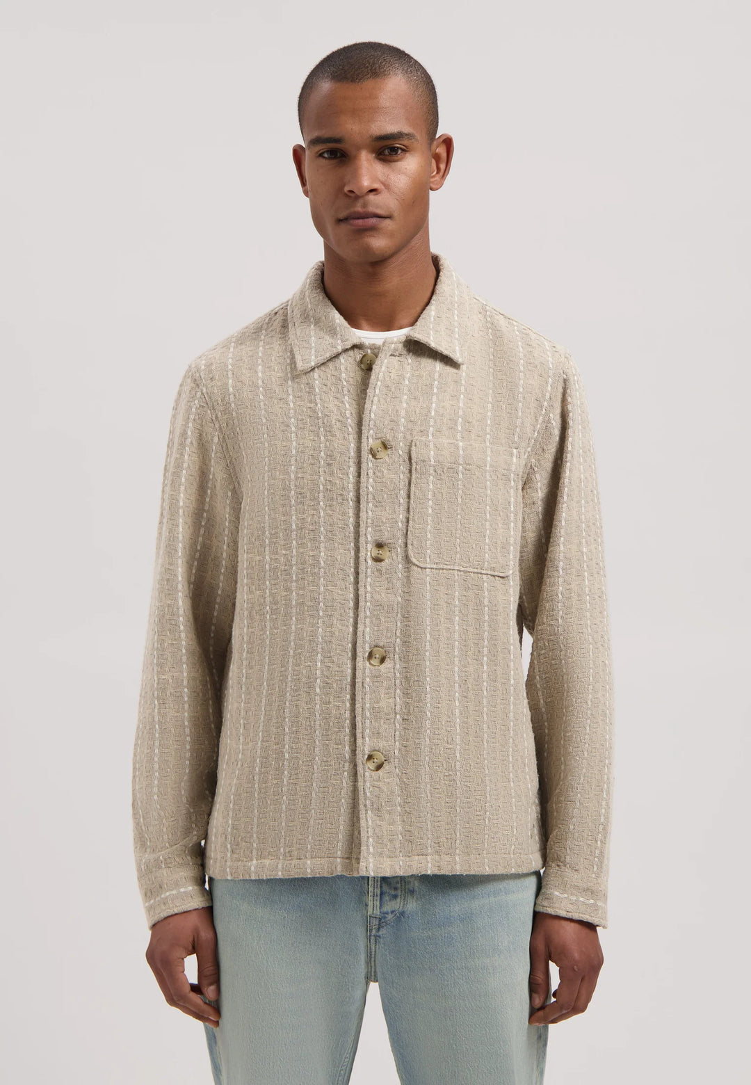 Dstrezzed Lino Check Overshirt in Sand | Buster McGee
