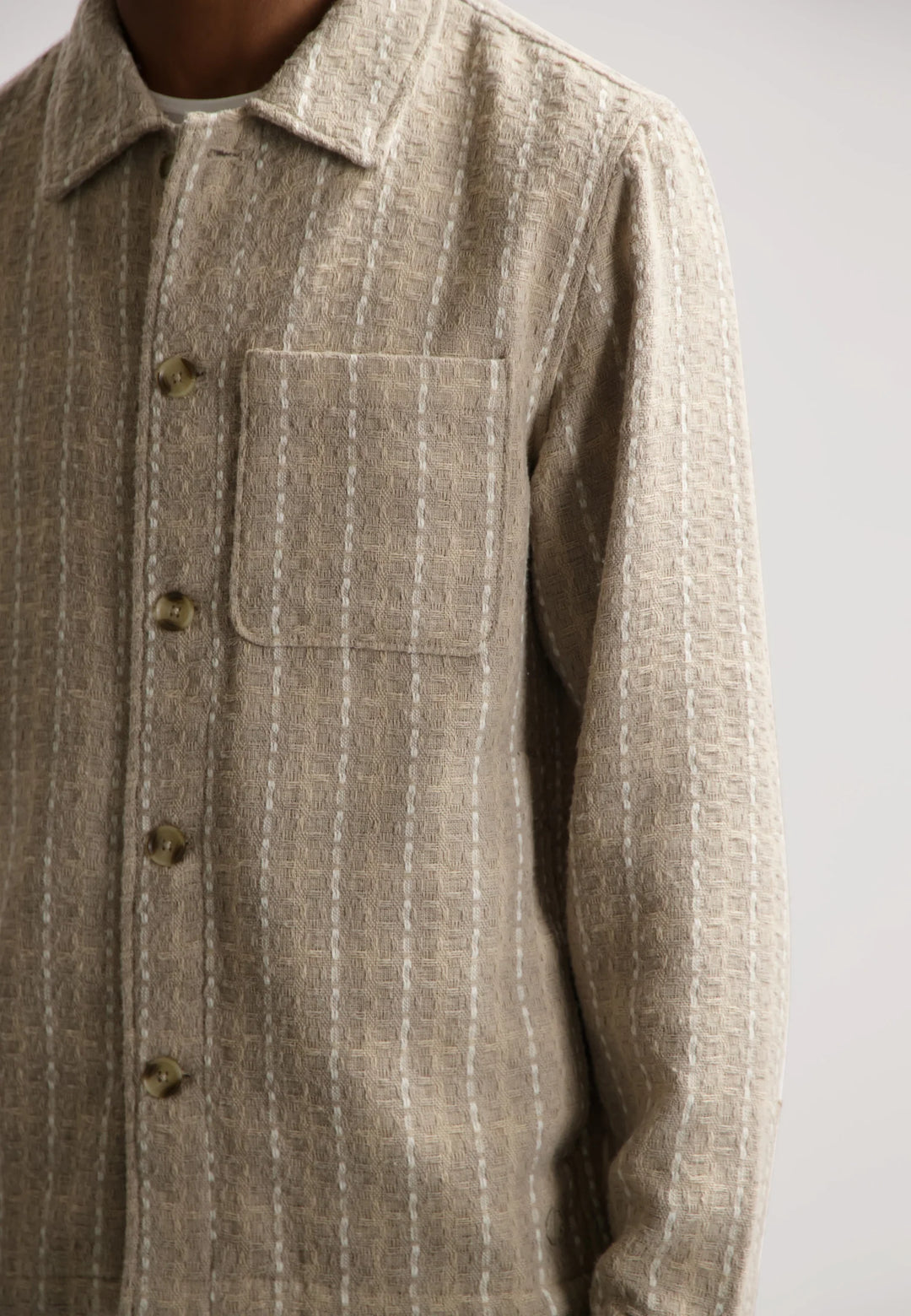 Dstrezzed Lino Check Overshirt in Sand