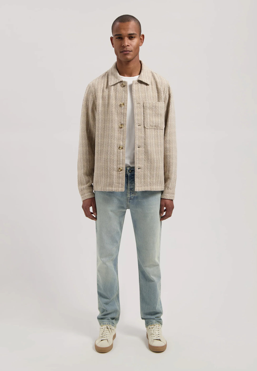 Dstrezzed Lino Check Overshirt in Sand