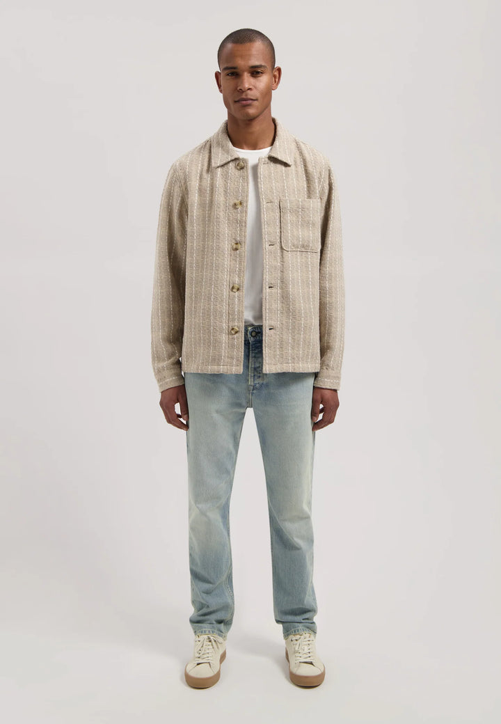 Dstrezzed Lino Check Overshirt in Sand