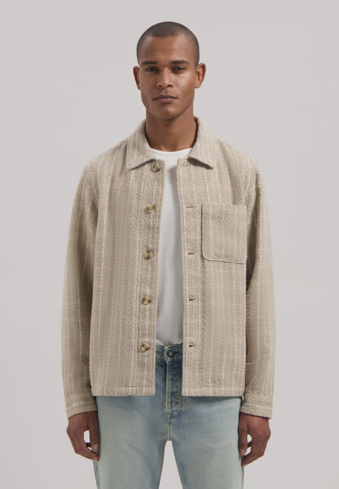 Dstrezzed Lino Check Overshirt in Sand | Buster McGee