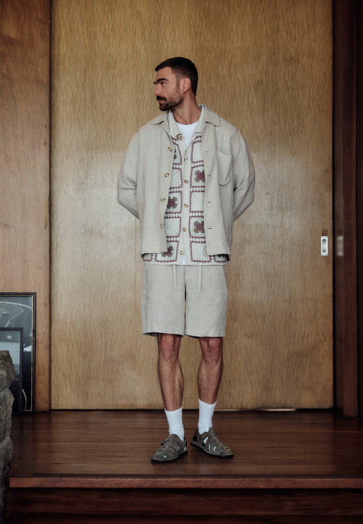 Dstrezzed Pierce Overshirt in Sand Melange