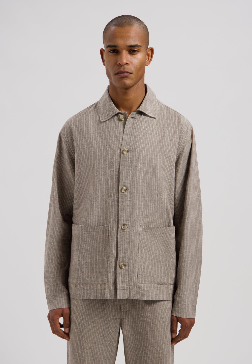 Dstrezzed Nix Pinstripe Jacket in Grey Brown | Buster McGee