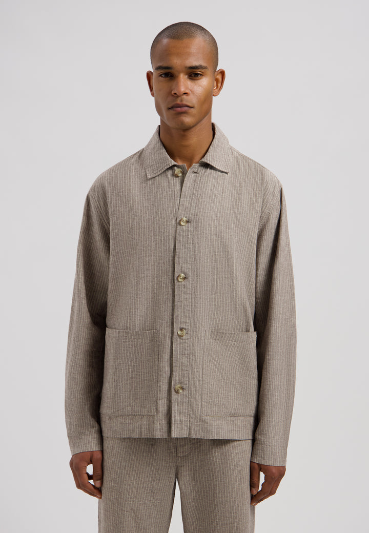 Dstrezzed Nix Pinstripe Jacket in Grey Brown | Buster McGee