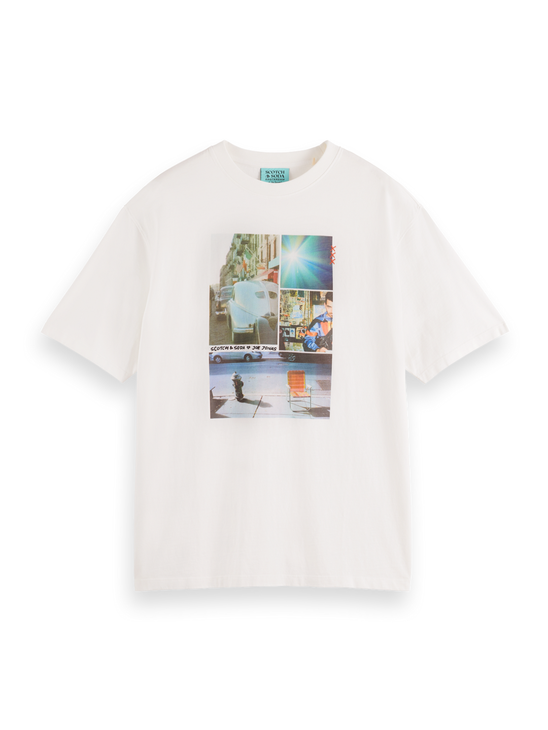 Joe Jonas x Scotch Soda Washed Photo Print Tee in White | Buster McGee