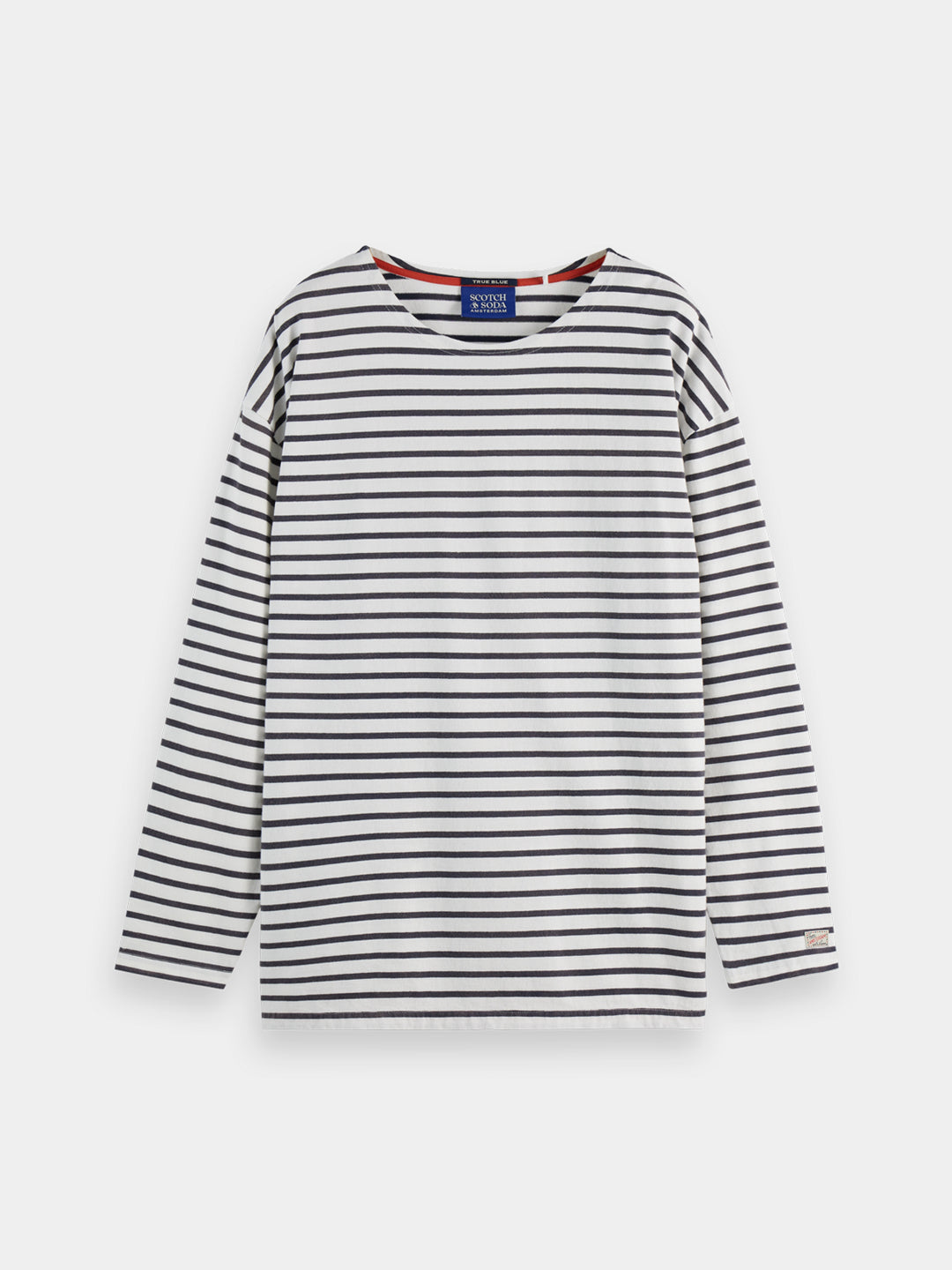 Scotch &amp; Soda Breton Striped Longsleeve Tee Shirt in Blue White Stripe