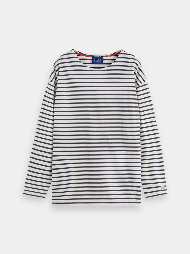 Scotch &amp; Soda Breton Striped Longsleeve Tee Shirt in Blue White Stripe