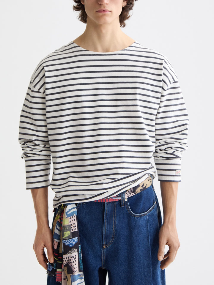 Scotch &amp; Soda Breton Striped Longsleeve Tee Shirt in Blue White Stripe