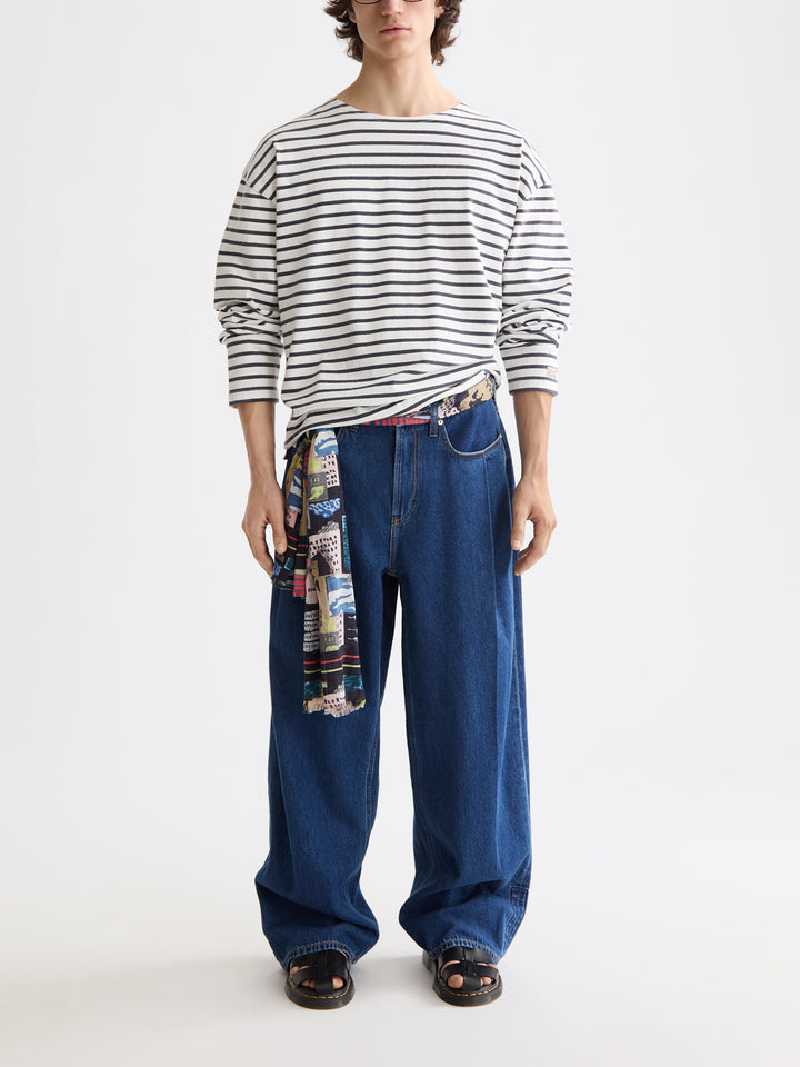 Scotch &amp; Soda Breton Striped Longsleeve Tee Shirt in Blue White Stripe