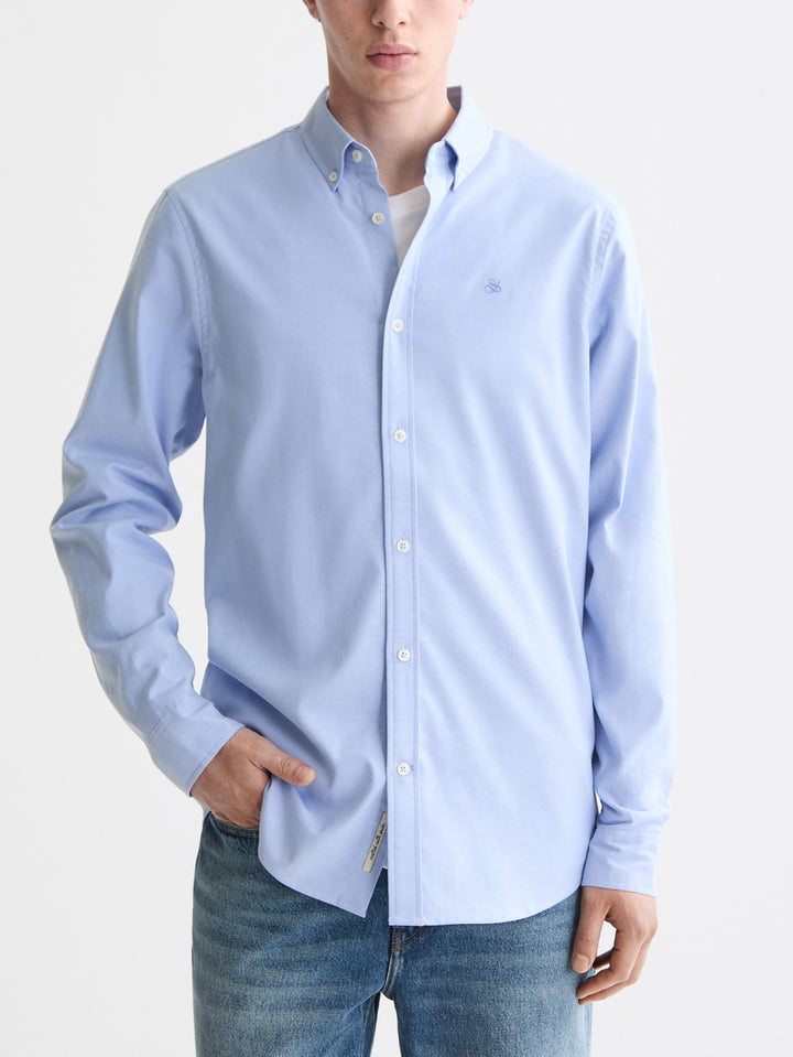Scotch &amp; Soda Seasonal CORE Oxford Solid Shirt in Blue Bonnet