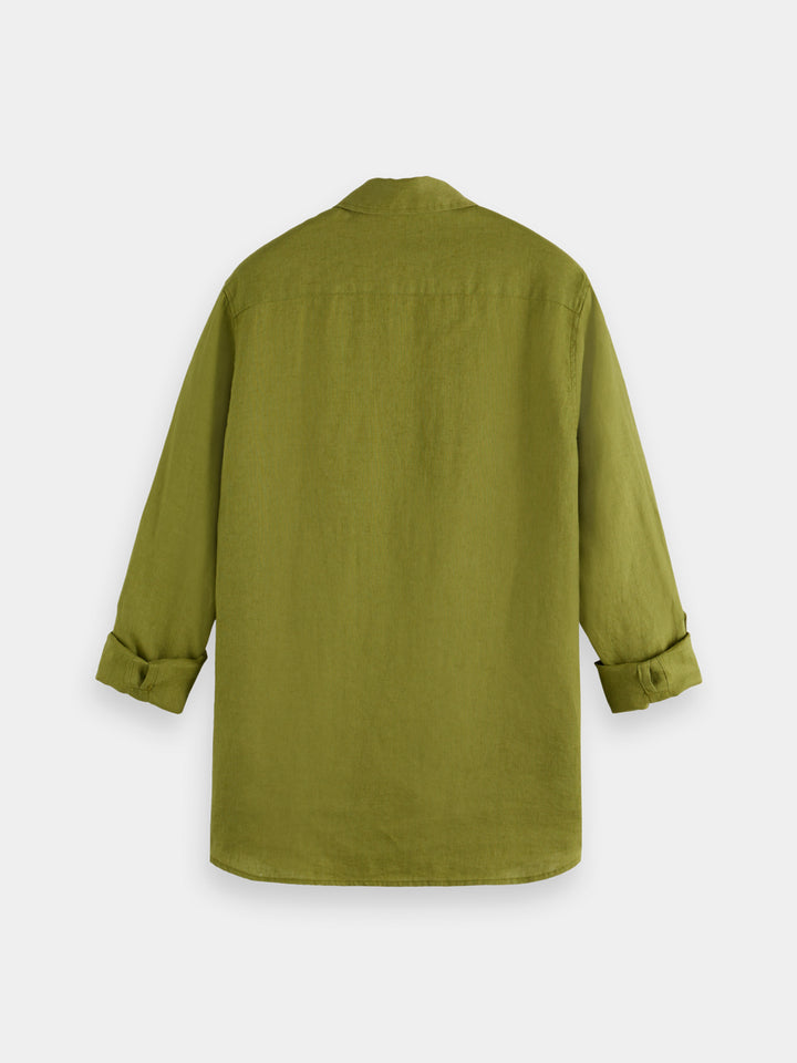 Scotch &amp; Soda Regular Fit Linen Shirt in Calla Green