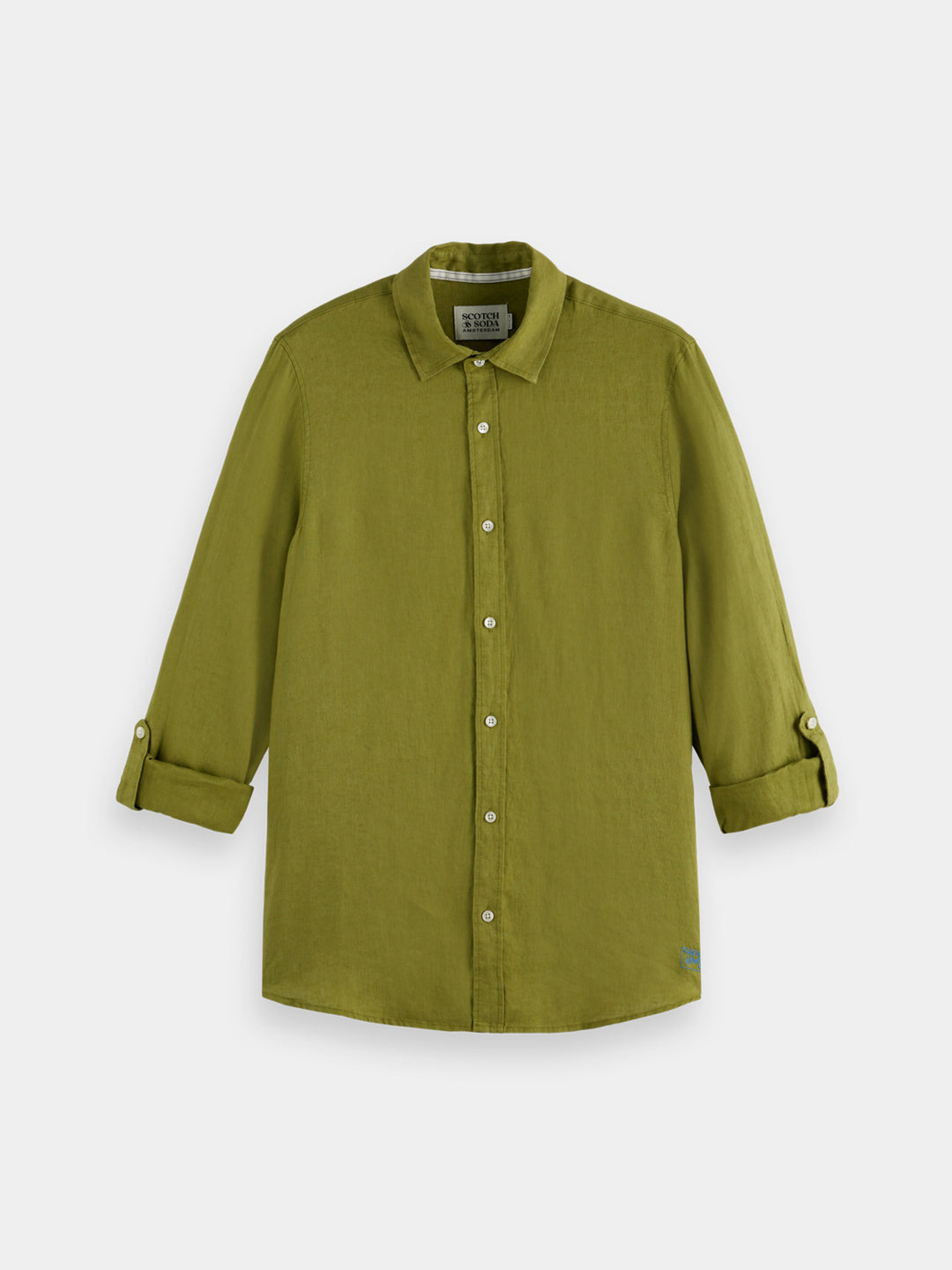 Scotch &amp; Soda Regular Fit Linen Shirt in Calla Green | Buster McGee