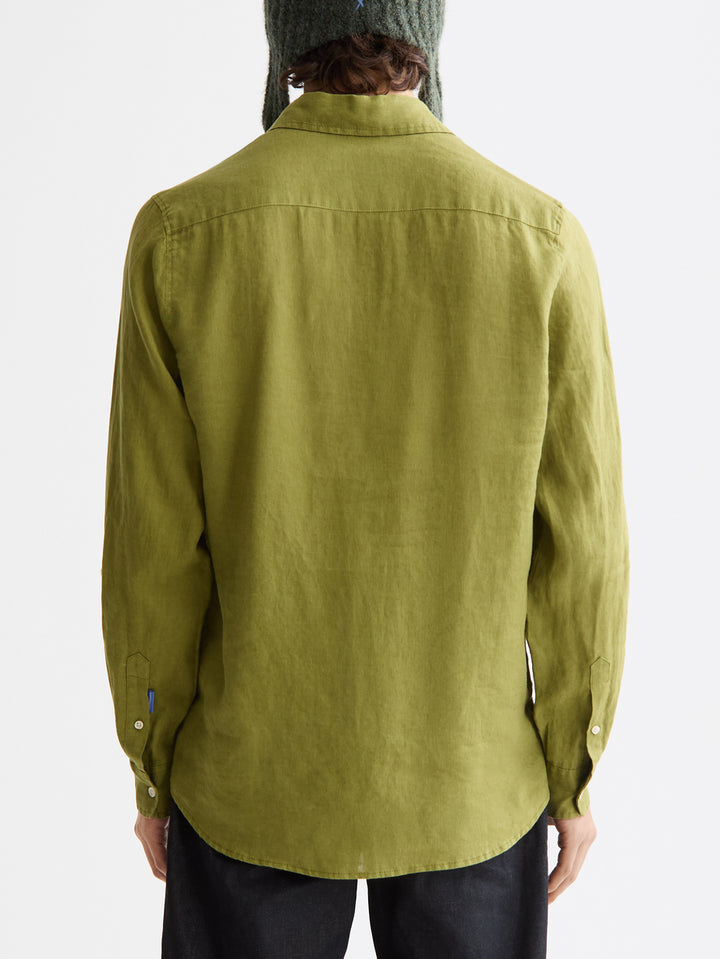 Scotch &amp; Soda Regular Fit Linen Shirt in Calla Green