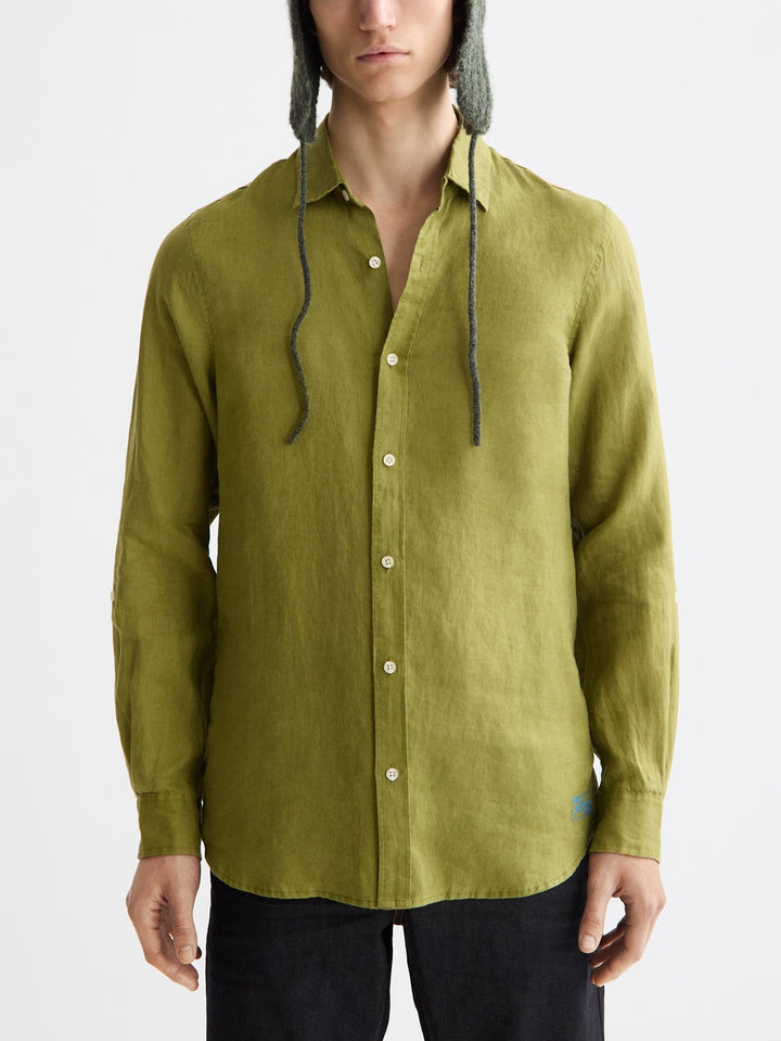 Scotch &amp; Soda Regular Fit Linen Shirt in Calla Green | Buster McGee
