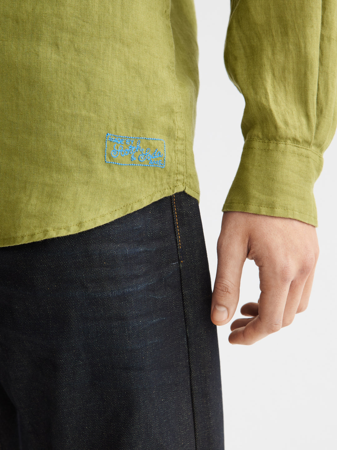 Scotch &amp; Soda Regular Fit Linen Shirt in Calla Green | Buster McGee