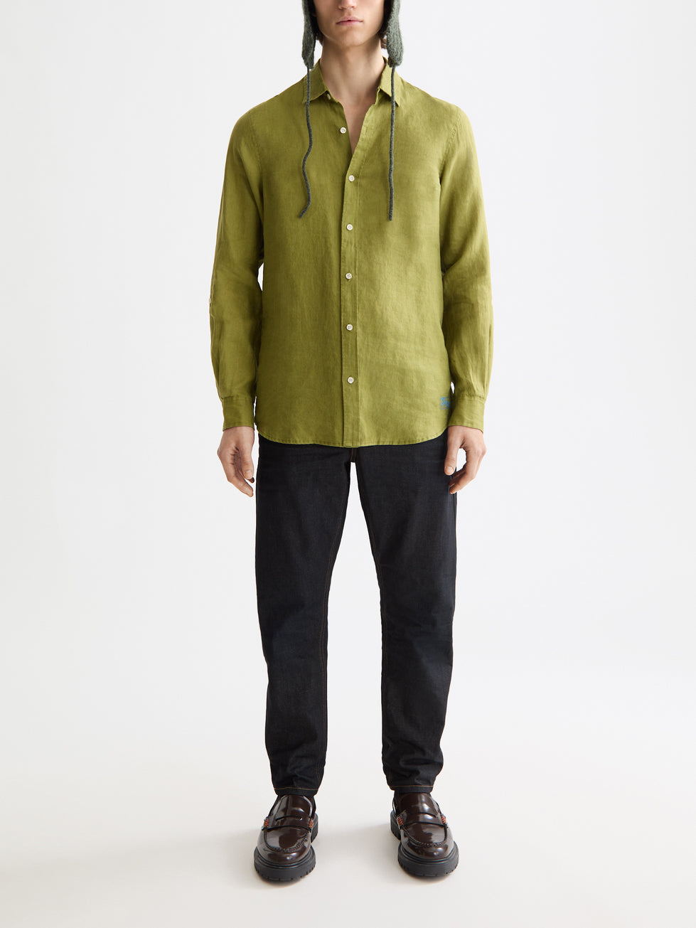 Scotch & Soda Regular Fit Linen Shirt in Calla Green | Buster McGee