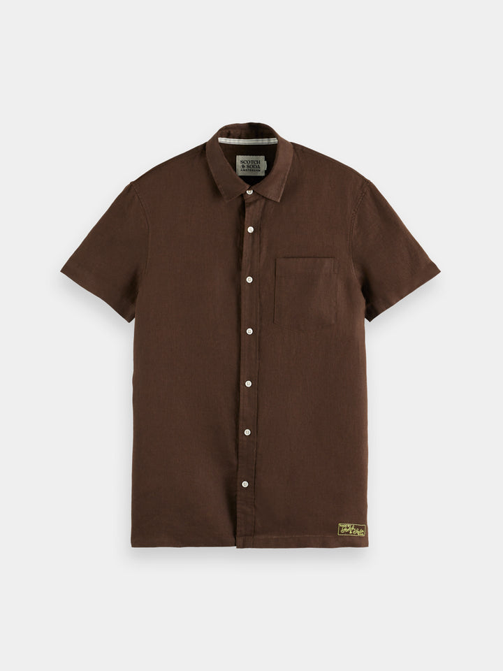 Scotch &amp; Soda Regular Fit SS Linen Shirt in Demitasse | Buster McGee