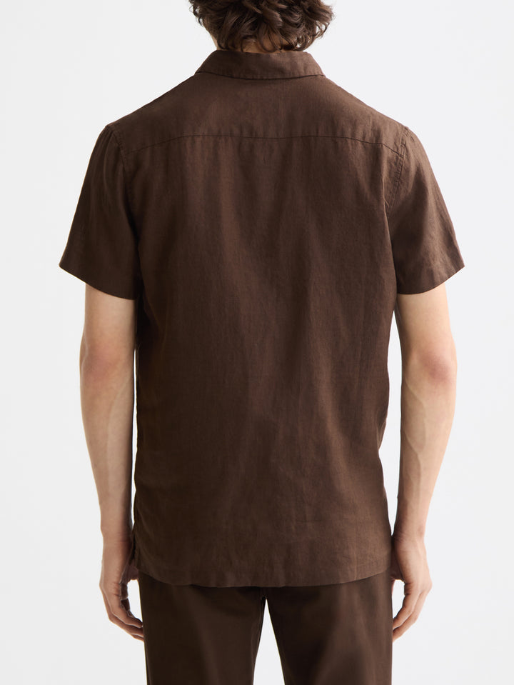 Scotch &amp; Soda Regular Fit SS Linen Shirt in Demitasse