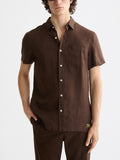 Scotch & Soda Regular Fit SS Linen Shirt in Demitasse | Buster McGee