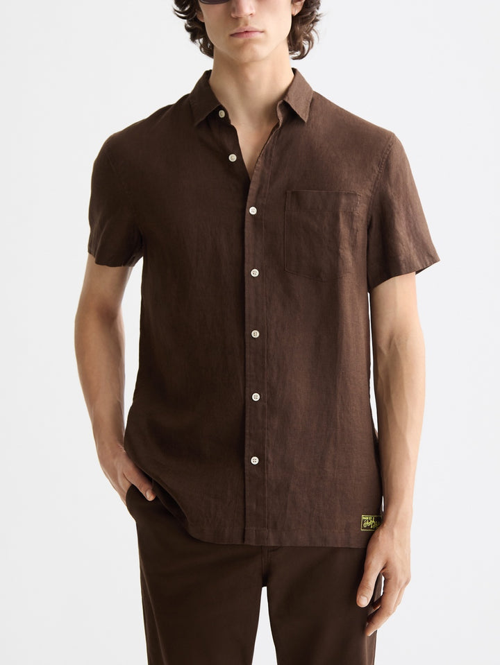 Scotch &amp; Soda Regular Fit SS Linen Shirt in Demitasse | Buster McGee