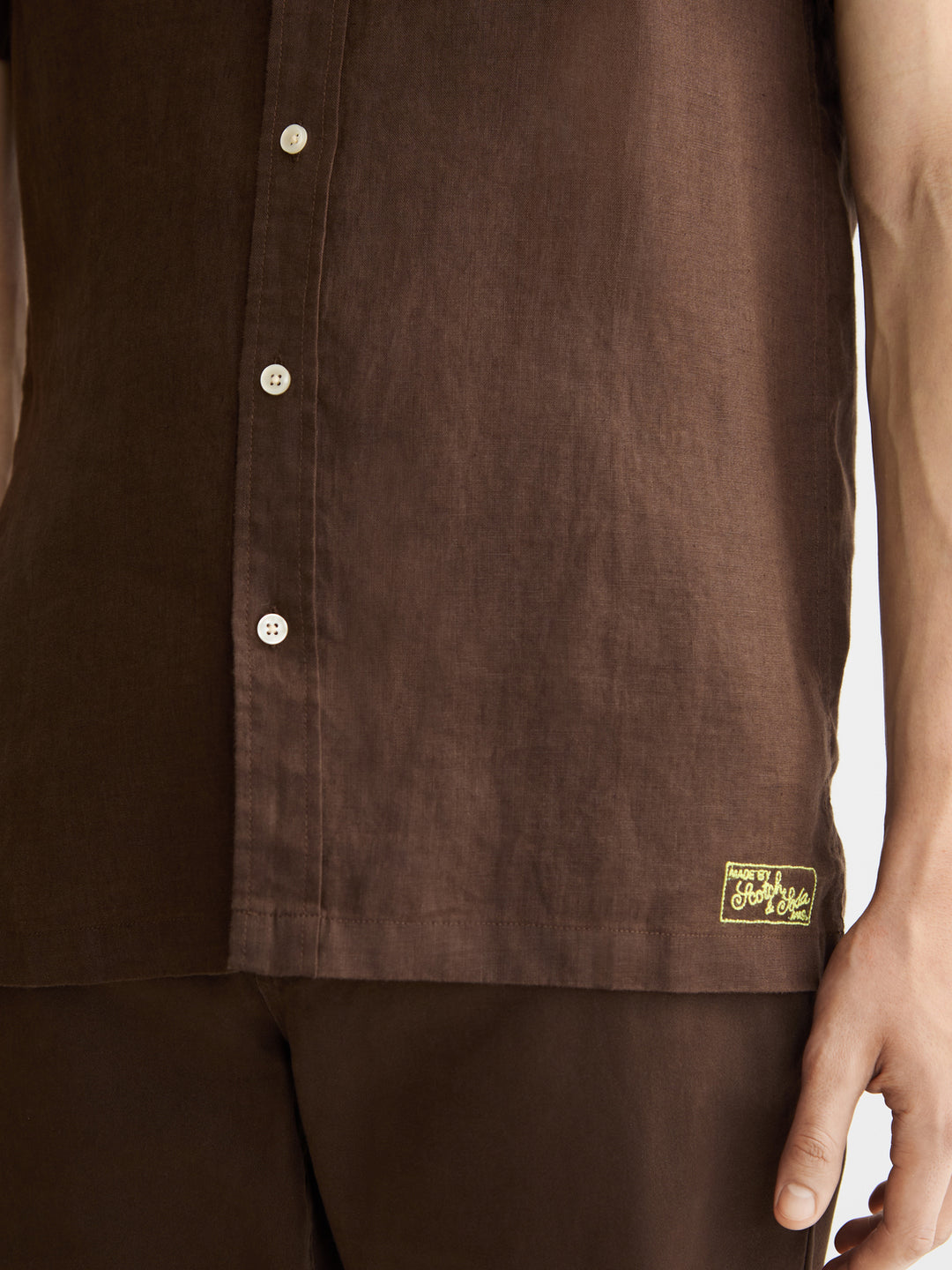 Scotch &amp; Soda Regular Fit SS Linen Shirt in Demitasse | Buster McGee