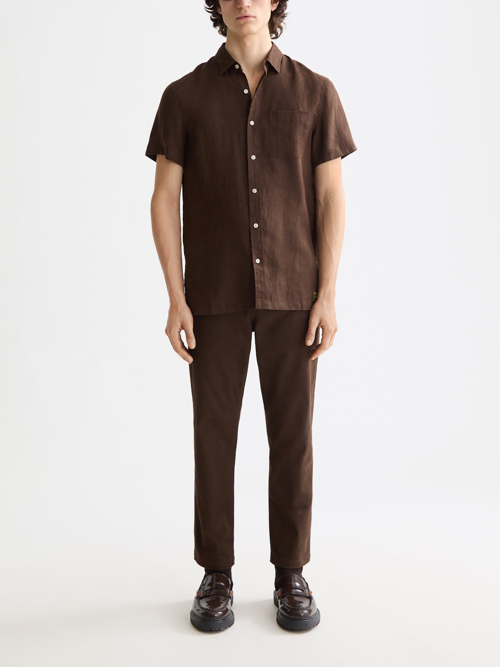 Scotch &amp; Soda Regular Fit SS Linen Shirt in Demitasse | Buster McGee