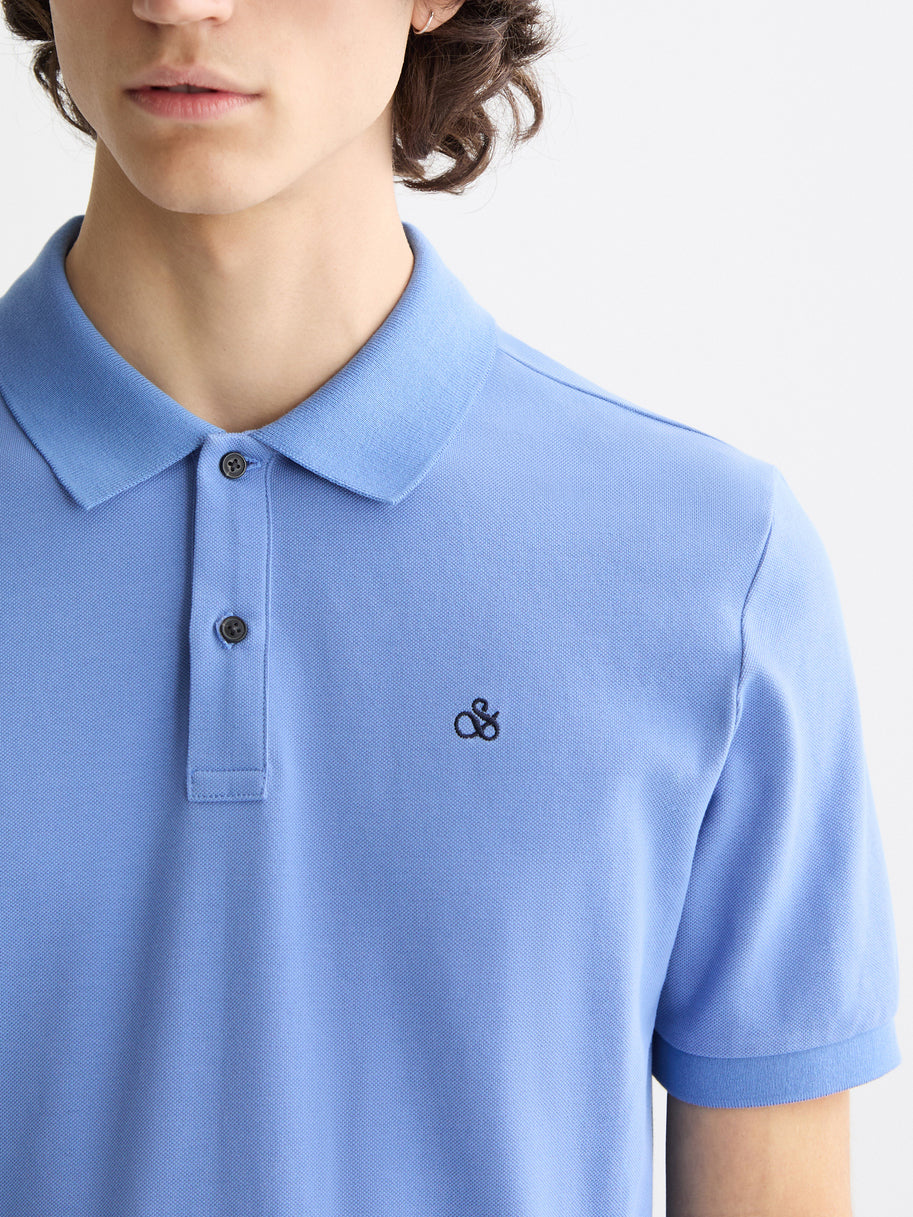 Scotch &amp; Soda Seasonal Logo Cotton Polo Shirt in Blue Bonnet