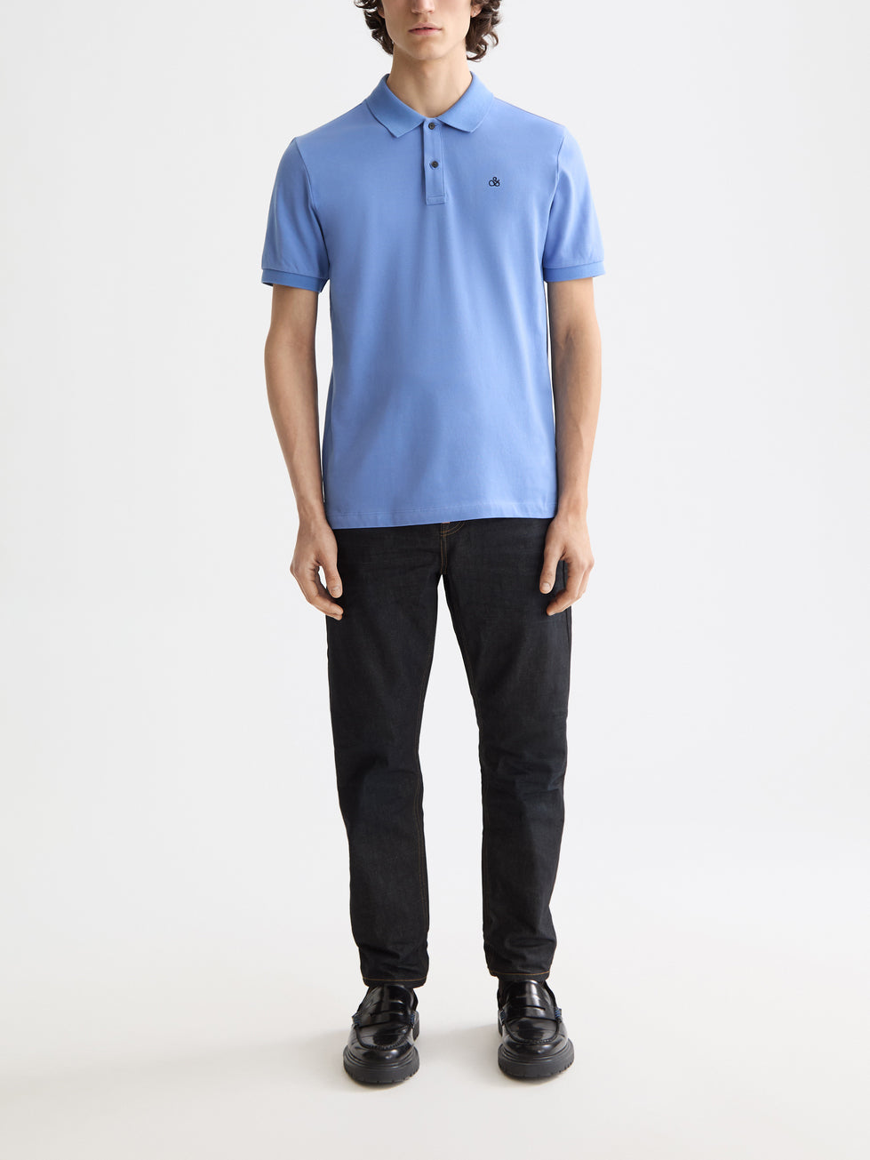 Scotch &amp; Soda Seasonal Logo Cotton Polo Shirt in Blue Bonnet