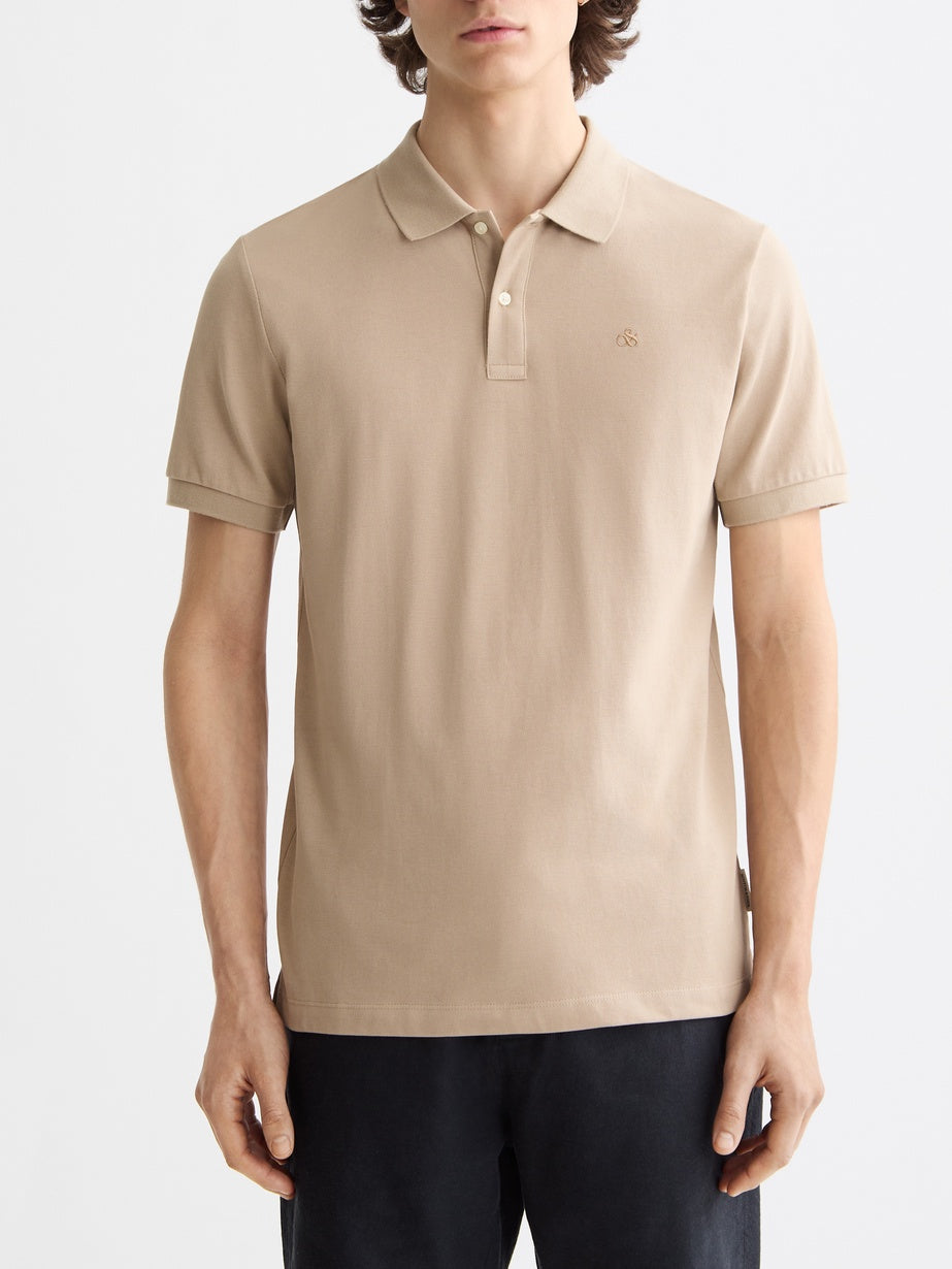 Scotch & Soda Seasonal Logo Cotton Polo Shirt in Plaza Taupe | Buster McGee