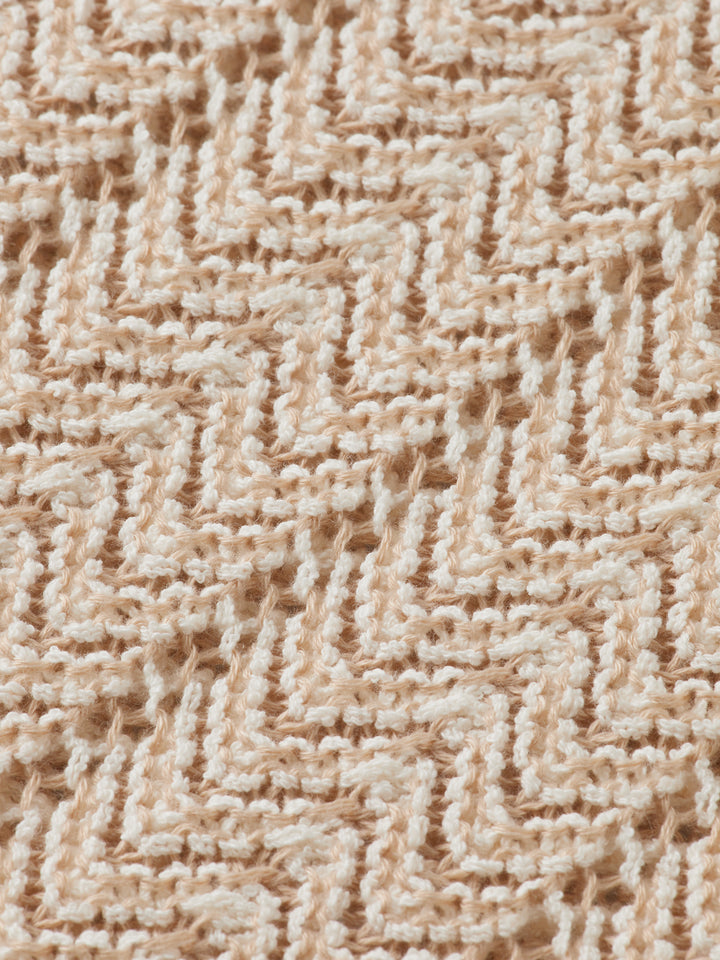 Scotch & Soda Structured Knitted V-Neck Polo in Eggnog