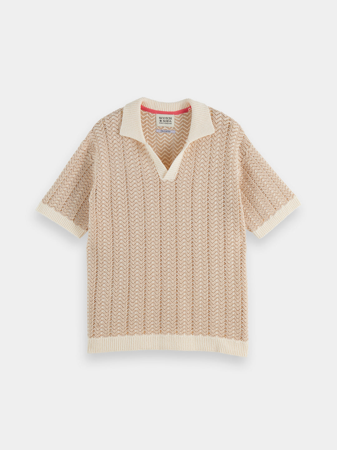 Scotch & Soda Structured Knitted V-Neck Polo in Eggnog | Buster McGee