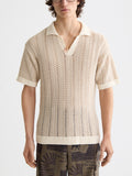 Scotch & Soda Structured Knitted V-Neck Polo in Eggnog | Buster McGee