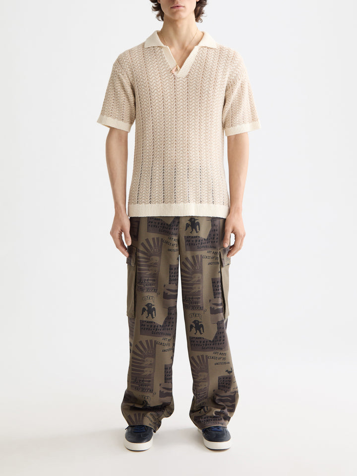 Scotch & Soda Structured Knitted V-Neck Polo in Eggnog | Buster McGee