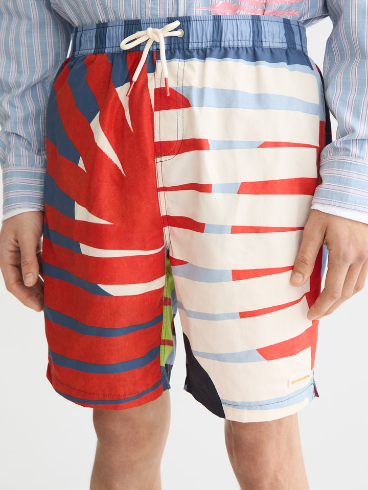 Scotch &amp; Soda Printed Mid-Length Swim Short in Art Dept Multicolour
